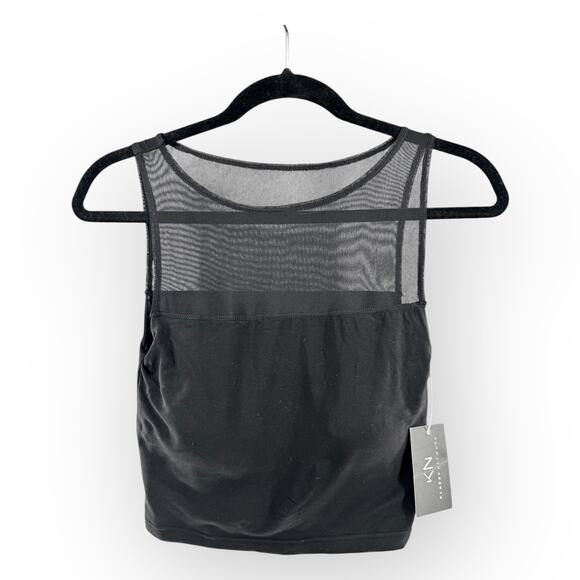 Klassy Network High-neck Mesh Black Brami Athletic Padded Crop Top | Sz L | NWT - Picture 2 of 4
